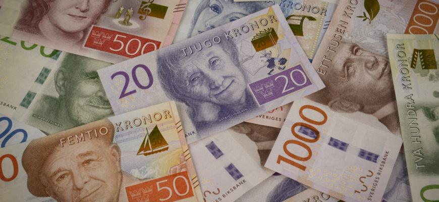 De nieuwe Zweedse bankbiljetten van 20, 50, 100, 200, 500 en 1.000 kronen