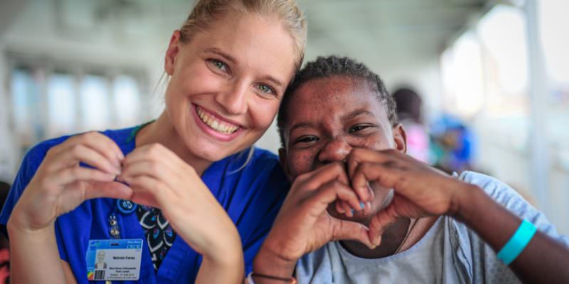 Photo Credit: Suzanne Scheumann; Patients, care givers, medical crew, and day crew on Deck 7; Plastics and maxillofacial patients;